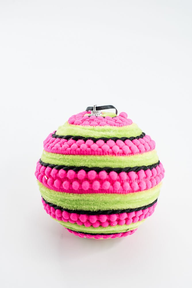 Hot Pink Ornament Stripe Ball - 5" - Greenery MarketOrnaments57384HTPK