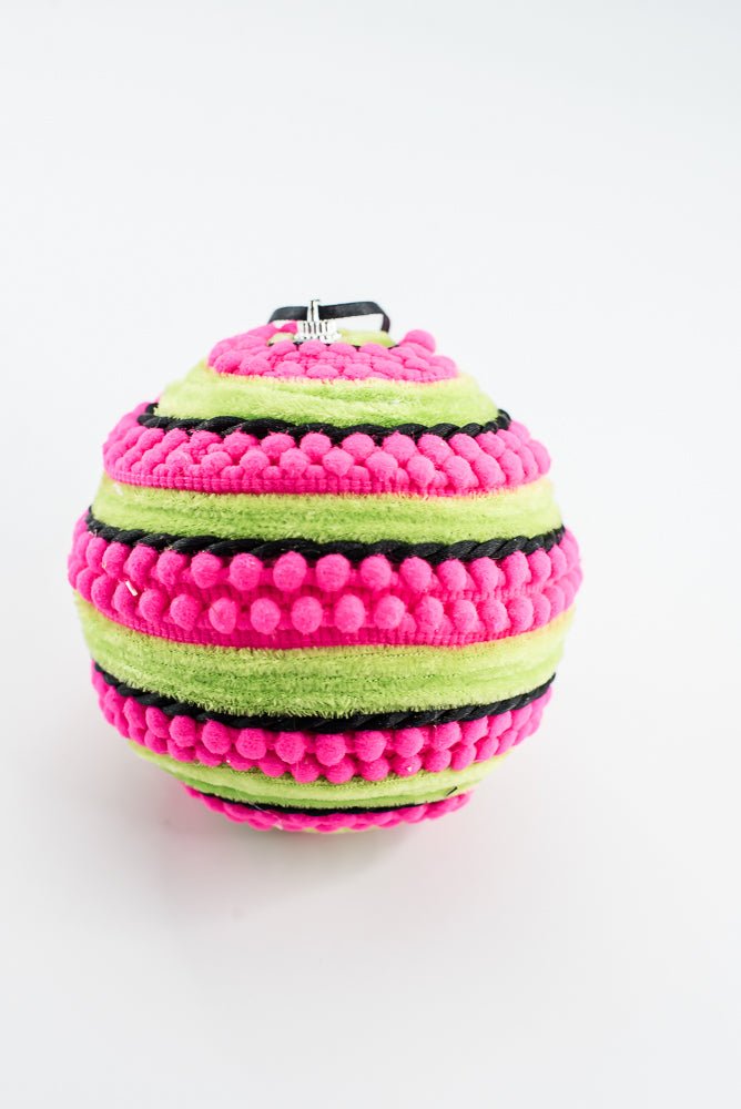 Hot Pink Ornament Stripe Ball - 5" - Greenery MarketOrnaments57384HTPK