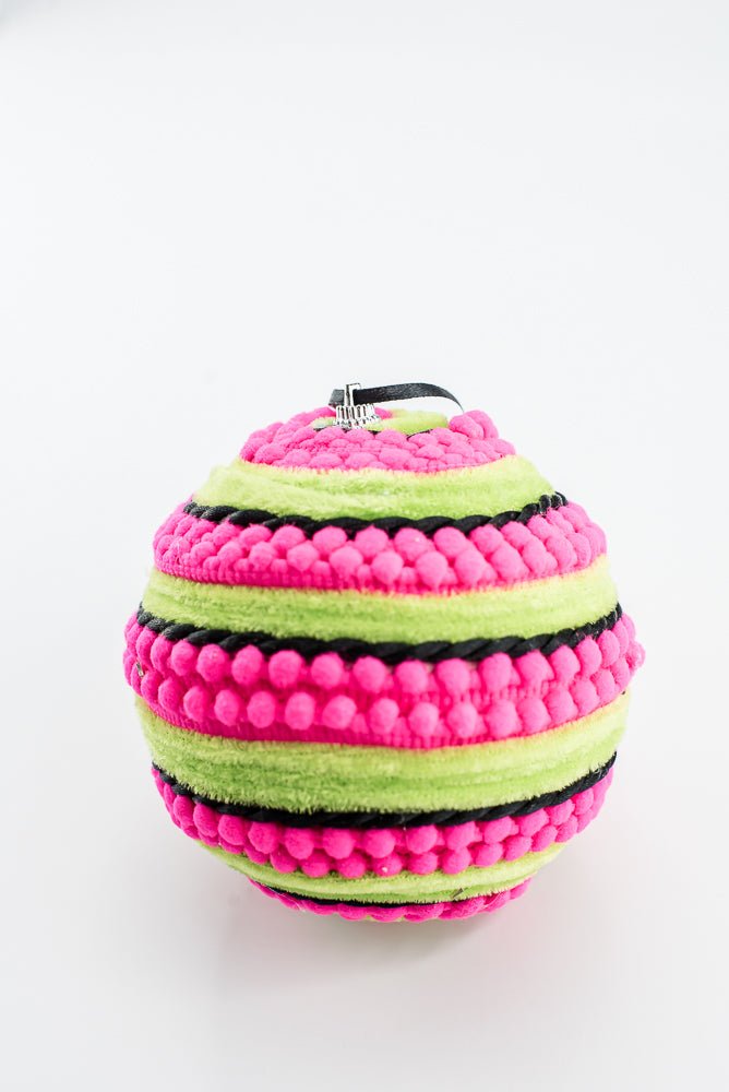 Hot Pink Ornament Stripe Ball - 5" - Greenery MarketOrnaments57384HTPK