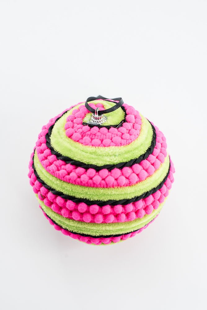 Hot Pink Ornament Stripe Ball - 5" - Greenery MarketOrnaments57384HTPK