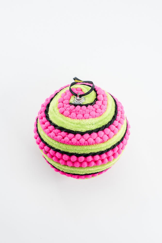 Hot Pink Ornament Stripe Ball - 5" - Greenery MarketOrnaments57384HTPK