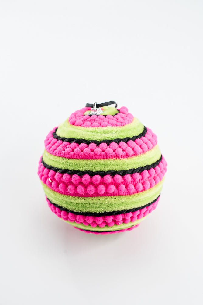 Hot Pink Ornament Stripe Ball - 5" - Greenery MarketOrnaments57384HTPK