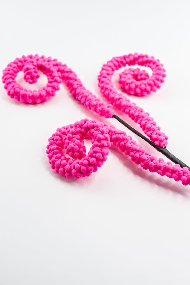 Hot Pink Puff Chenille Spiral Curly Spray - Greenery Market57259BT
