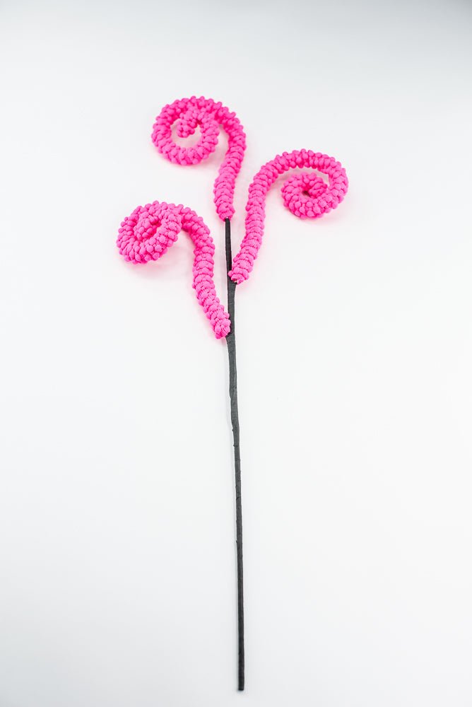 Hot Pink Puff Chenille Spiral Curly Spray - Greenery Market57259BT