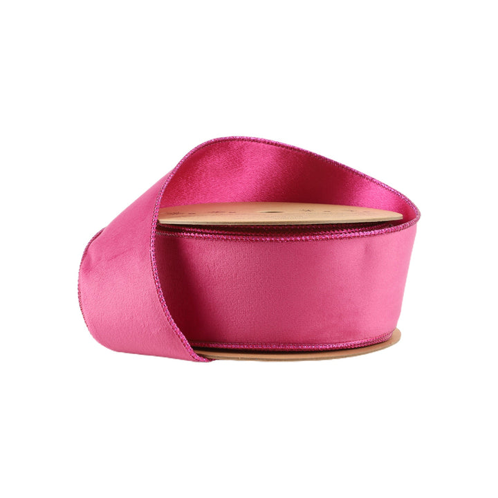 Hot Pink Reversible Classic Velvet Wired Ribbon - 2.5" - Greenery Market7115W - 175 - 63E