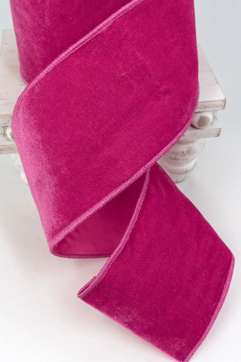 Hot Pink Velvet Double Sided Wired Ribbon - 4" - Greenery Market25-600-3
