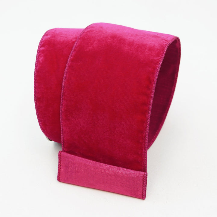 Hot Pink Velvet Luster Farrisilk Wired Ribbon - 4" - Greenery MarketRibbons & TrimRV003 - 15