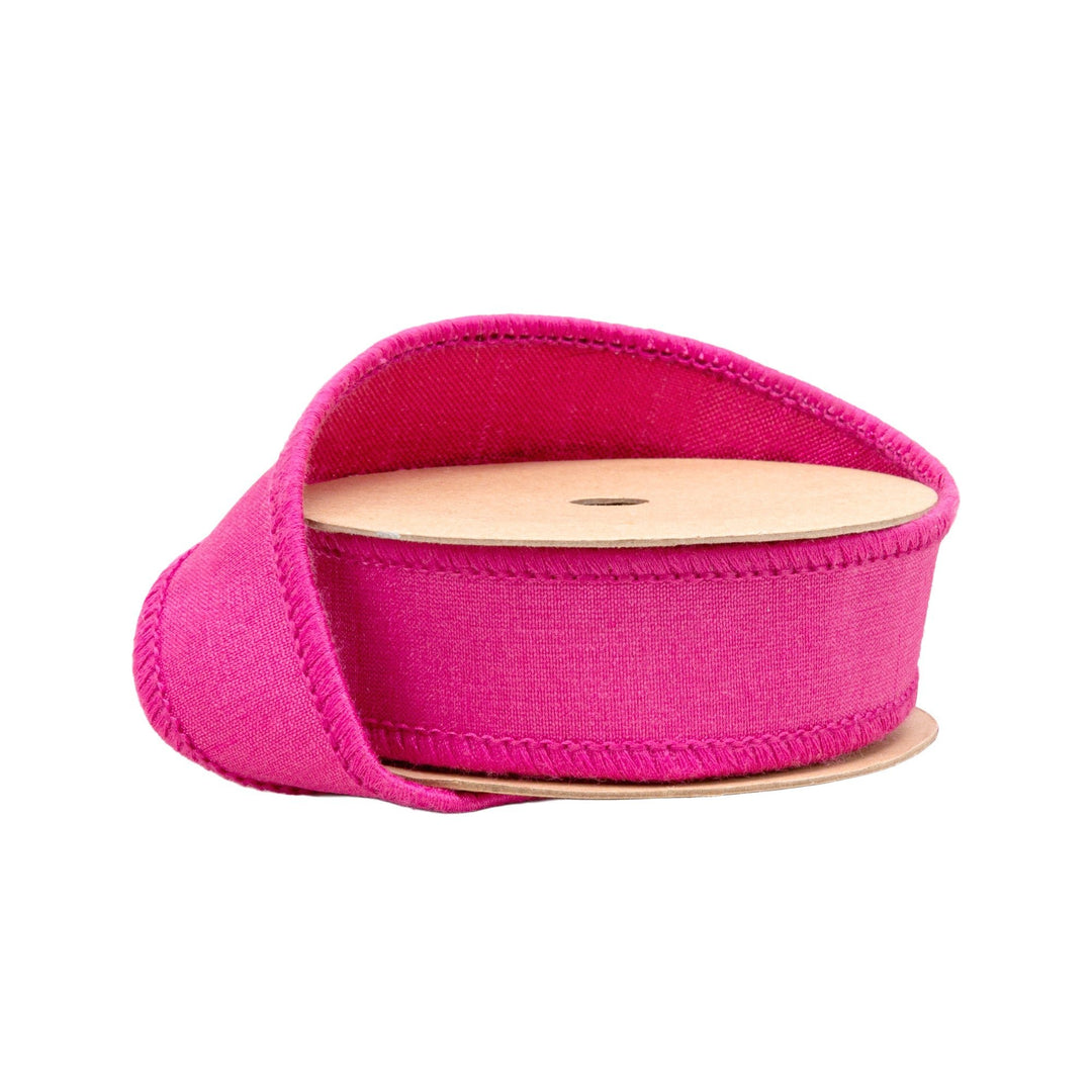 Hot Pink with Metallic Fused Backing Wired Dupioni Ribbon - 1" - Greenery MarketWired Ribbon9122W-187-25E