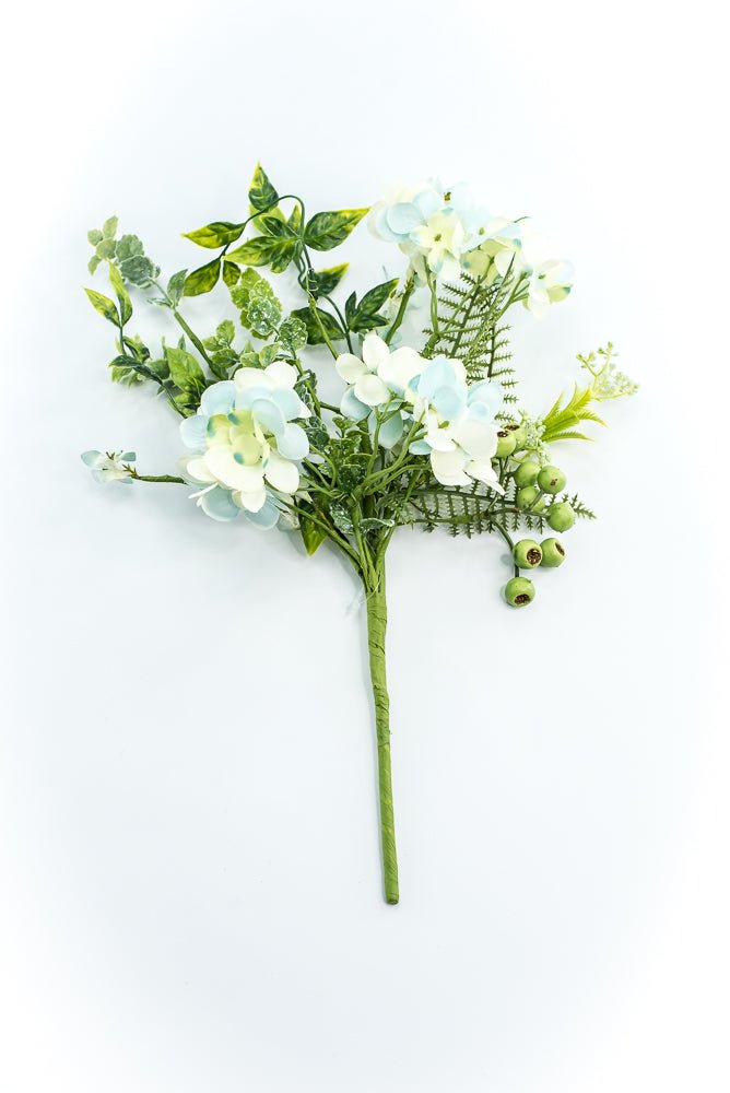 Hydrangeas Flower And Greenery Pick - Aqua - Greenery Market63663BL