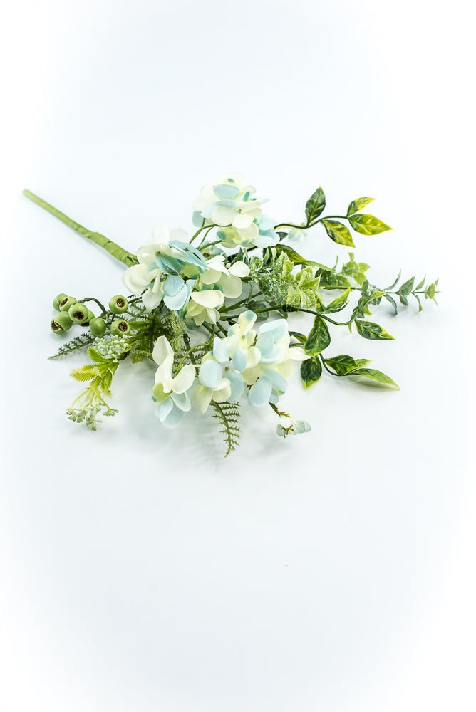 Hydrangeas Flower And Greenery Pick - Aqua - Greenery Market63663BL
