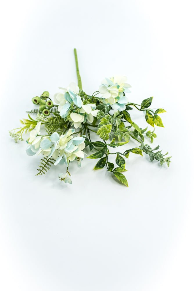 Hydrangeas Flower And Greenery Pick - Aqua - Greenery Market63663BL