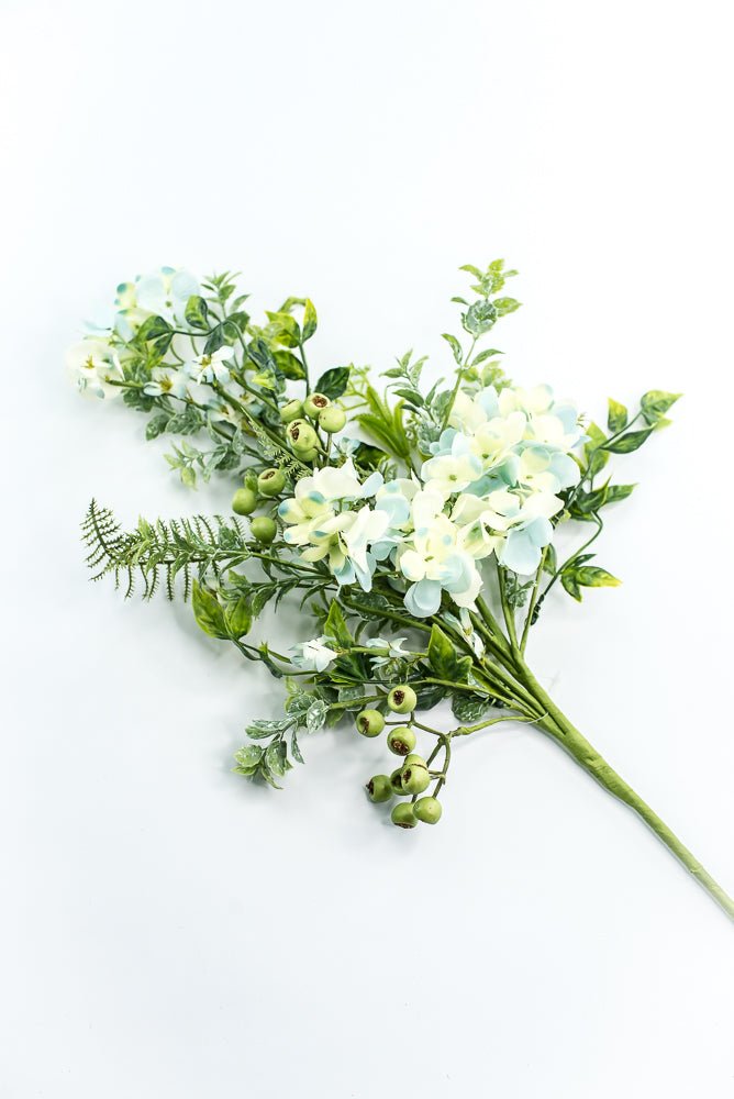 Hydrangeas Flower and greenery Spray - Aqua Cream - Greenery Market63662BL
