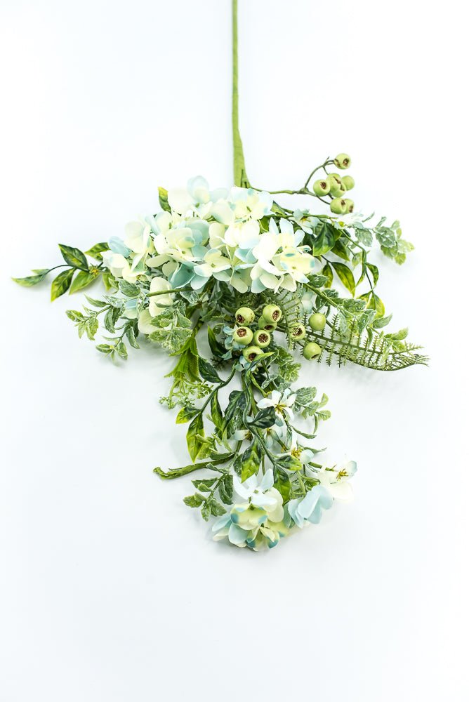 Hydrangeas Flower and greenery Spray - Aqua Cream - Greenery Market63662BL