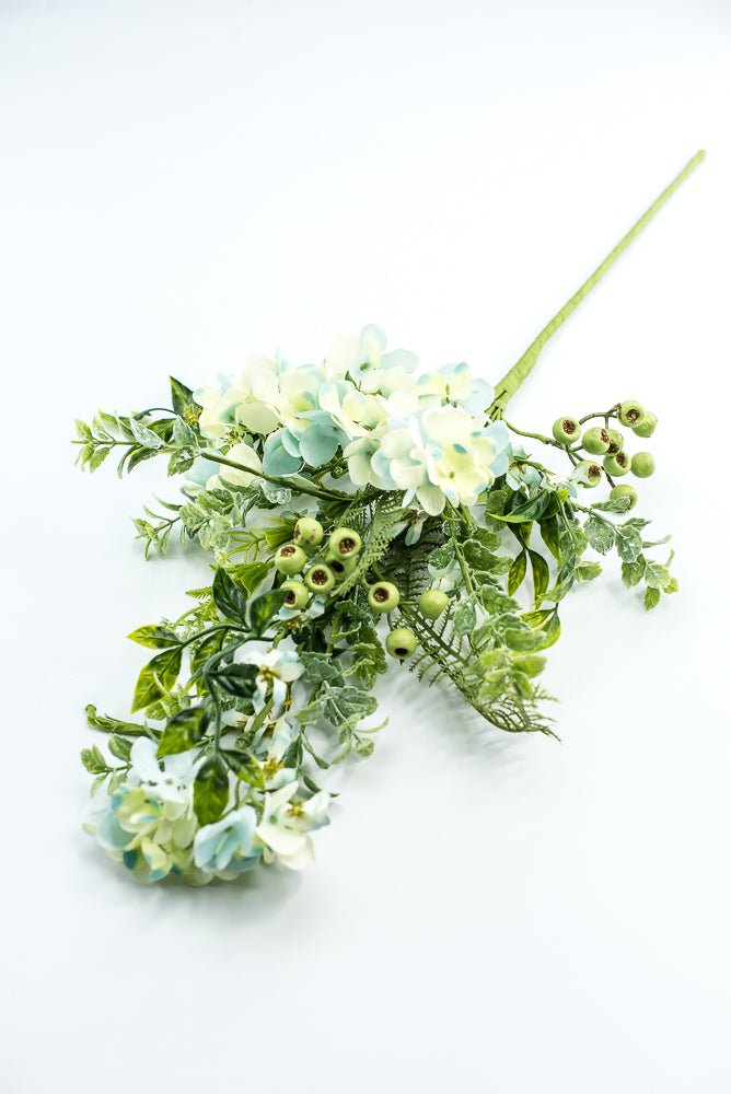 Hydrangeas Flower and greenery Spray - Aqua Cream - Greenery Market63662BL