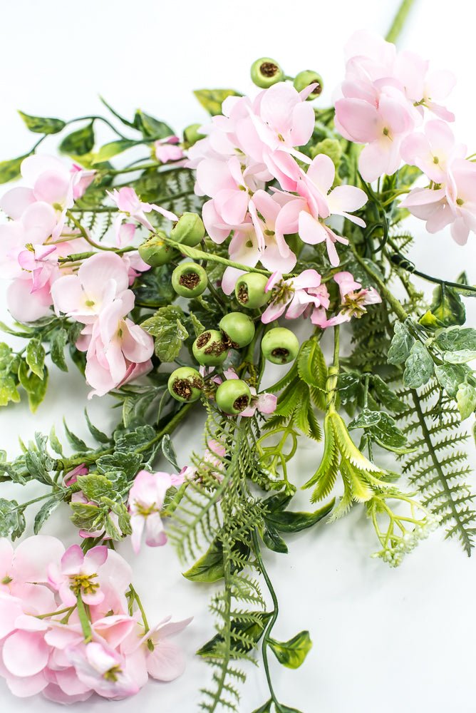 Hydrangeas Flower and greenery Spray - Pink - Greenery Market63662PK