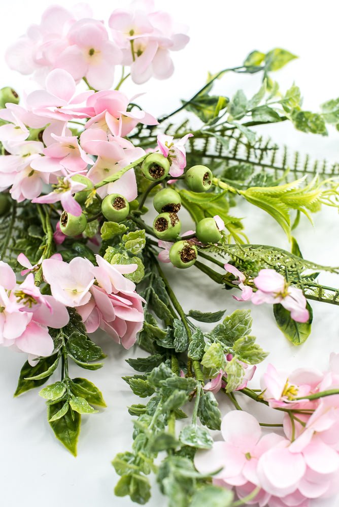 Hydrangeas Flower and greenery Spray - Pink - Greenery Market63662PK