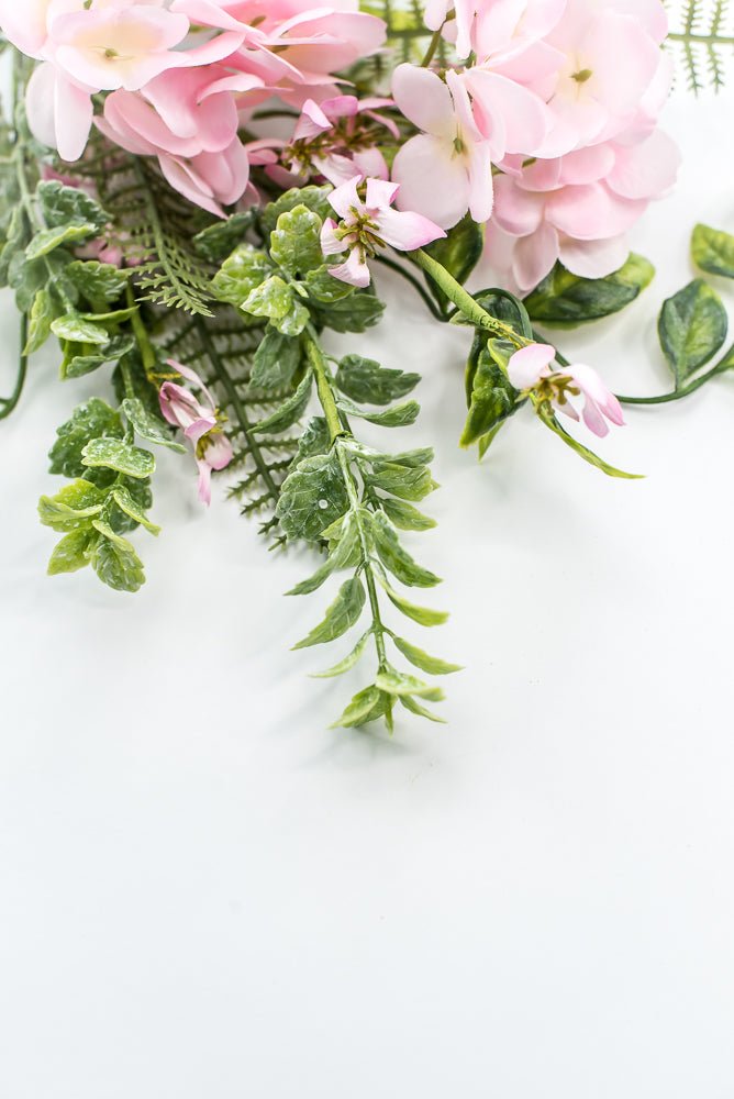 Hydrangeas Flower and greenery Spray - Pink - Greenery Market63662PK