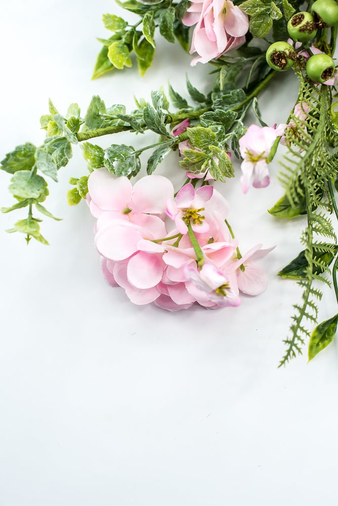 Hydrangeas Flower and greenery Spray - Pink - Greenery Market63662PK