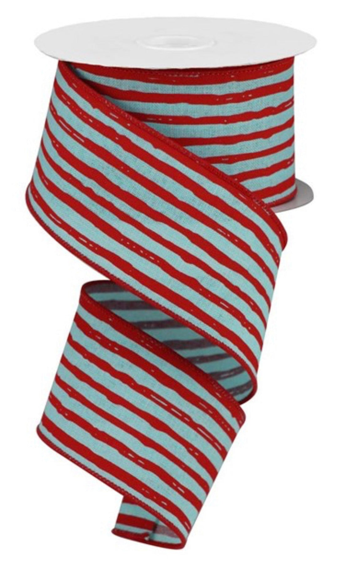 Ice Blue and red irregular stripes - Greenery MarketWired ribbonRGA1382TA