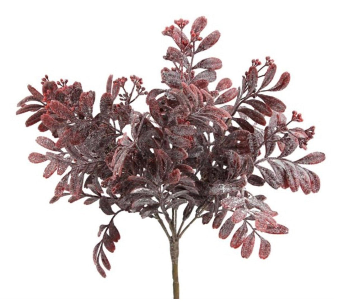 Iced leaf bush - cranberry wine - Greenery MarketArtificial FloraFG568224