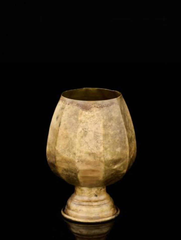 Iron ribbed compote container for floral designs - old brass - Greenery MarketVasesKE240441