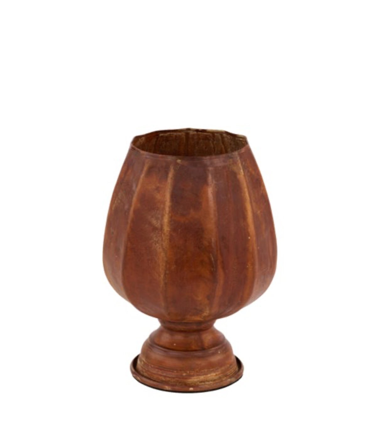 Iron ribbed compote container for floral designs - rustic wash ...