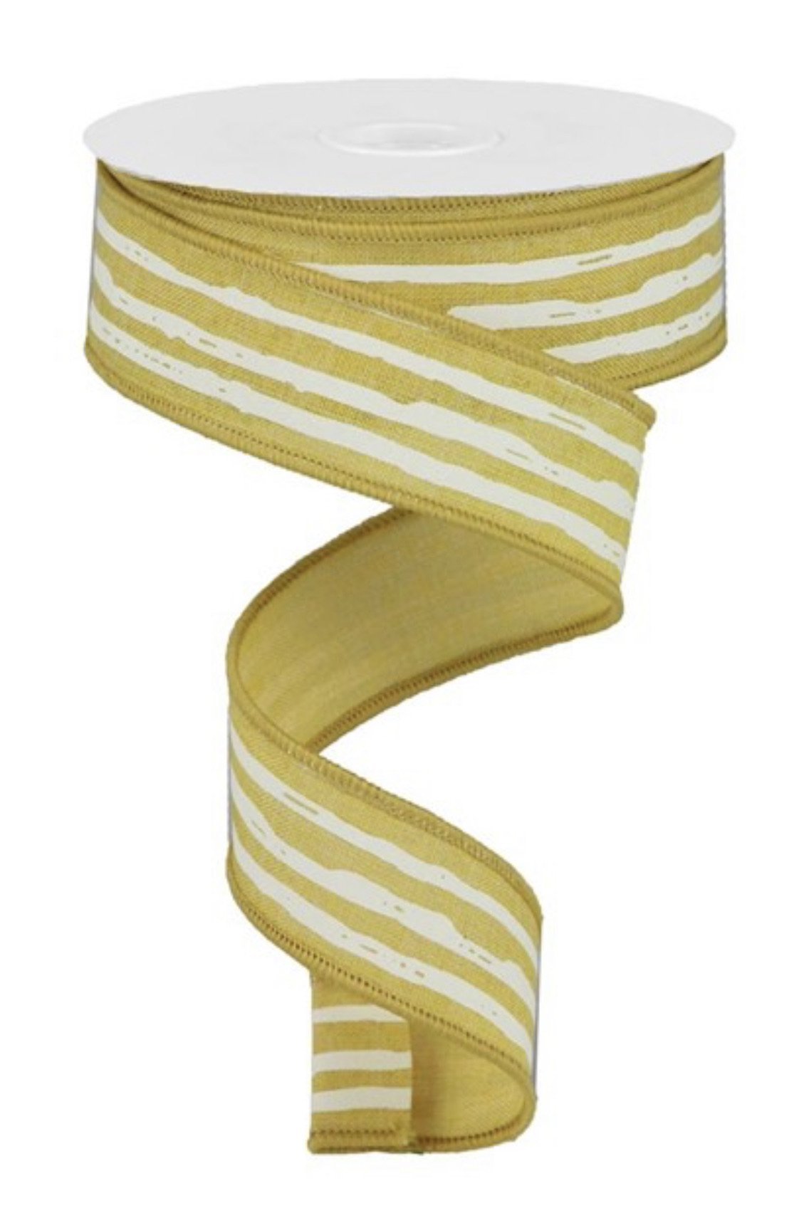 Irregular stripes - mustard / cream 1.5” - Greenery MarketWired ribbonRGA1381T6