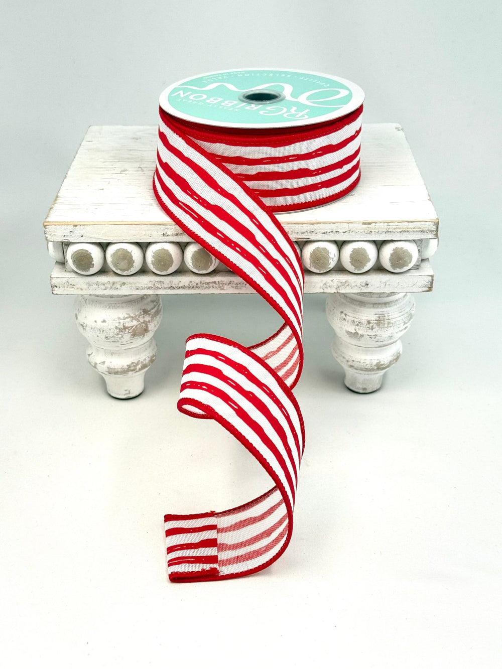Irregular stripes - red / white 1.5” - Greenery MarketWired ribbonRGA138127