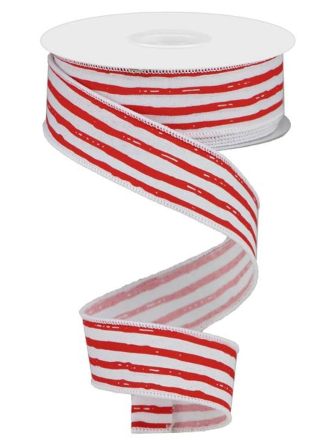 Irregular stripes - red / white 1.5” - Greenery MarketWired ribbonRGA138127