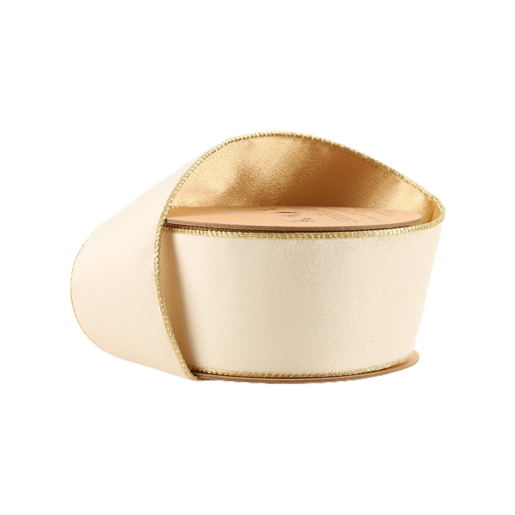 Ivory & Gold Reversible Classic Velvet Wired Ribbon - 2.5
