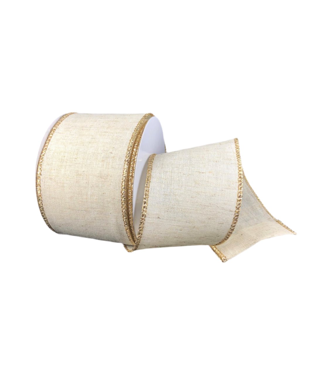 Ivory linen with gold edge wired ribbon, 2.5" - Greenery MarketRibbons & Trim71165 - 40 - 18