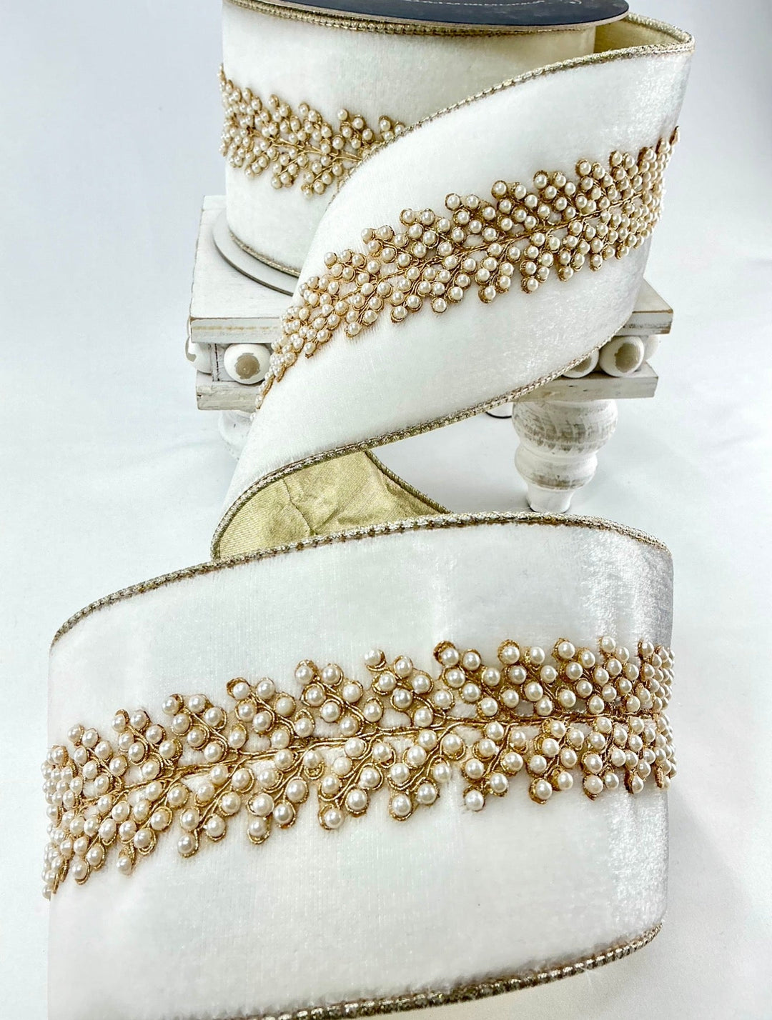Ivory Royal Pearl Vine Farrisilk Wired Ribbon - 4" - Greenery MarketRibbons & TrimRK287-62