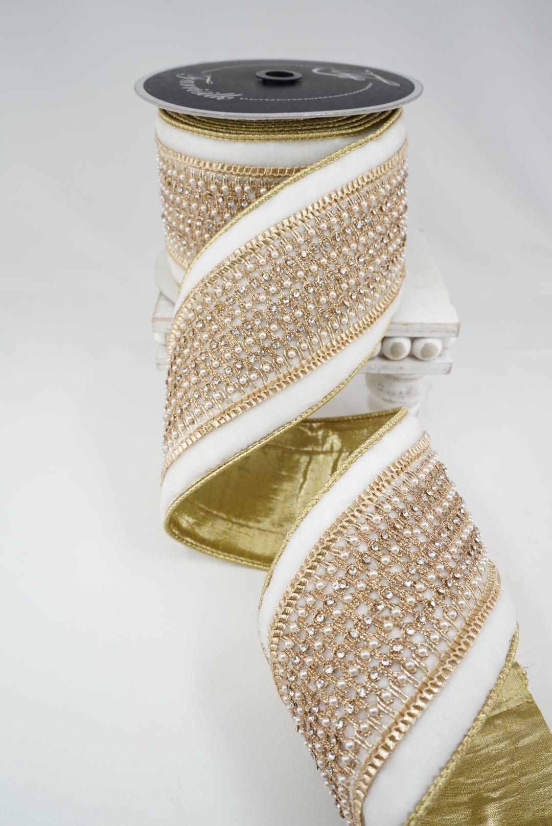 Ivory Royal Victorian Pearl Farrisilk Wired Ribbon - 4.5" - Greenery MarketWired ribbonRK285-62