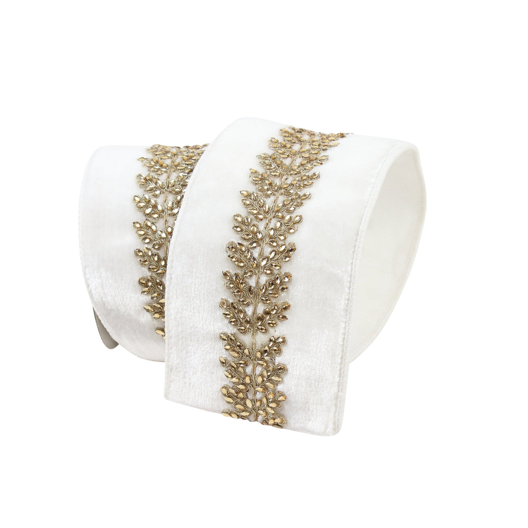 Ivory Royal Vine Farrisilk Wired Ribbon - 4" - Greenery MarketRibbons & TrimRG893-62