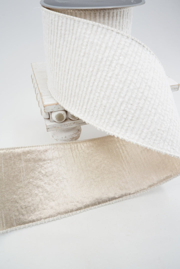 Ivory Tivoli Tweed Farrisilk Wired Ribbon - 4" - Greenery MarketRS193-62