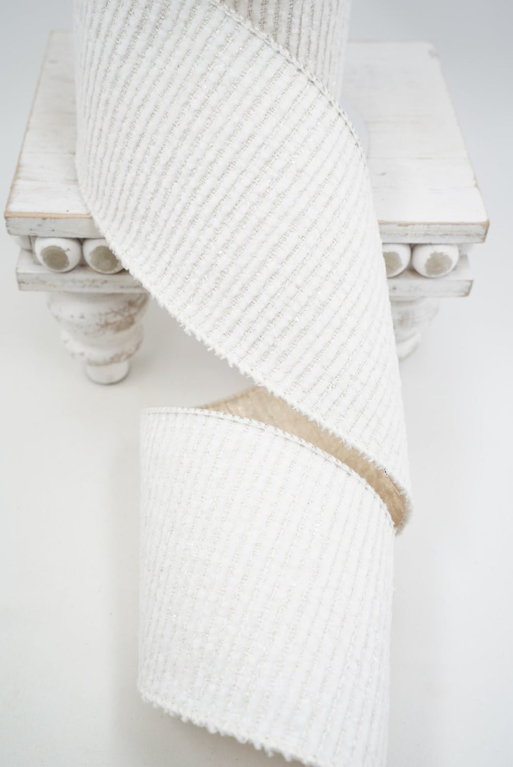 Ivory Tivoli Tweed Farrisilk Wired Ribbon - 4" - Greenery MarketRS193-62