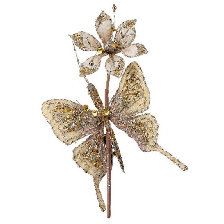 Ivory velvet and jeweled butterfly clip - Greenery MarketMTX72775