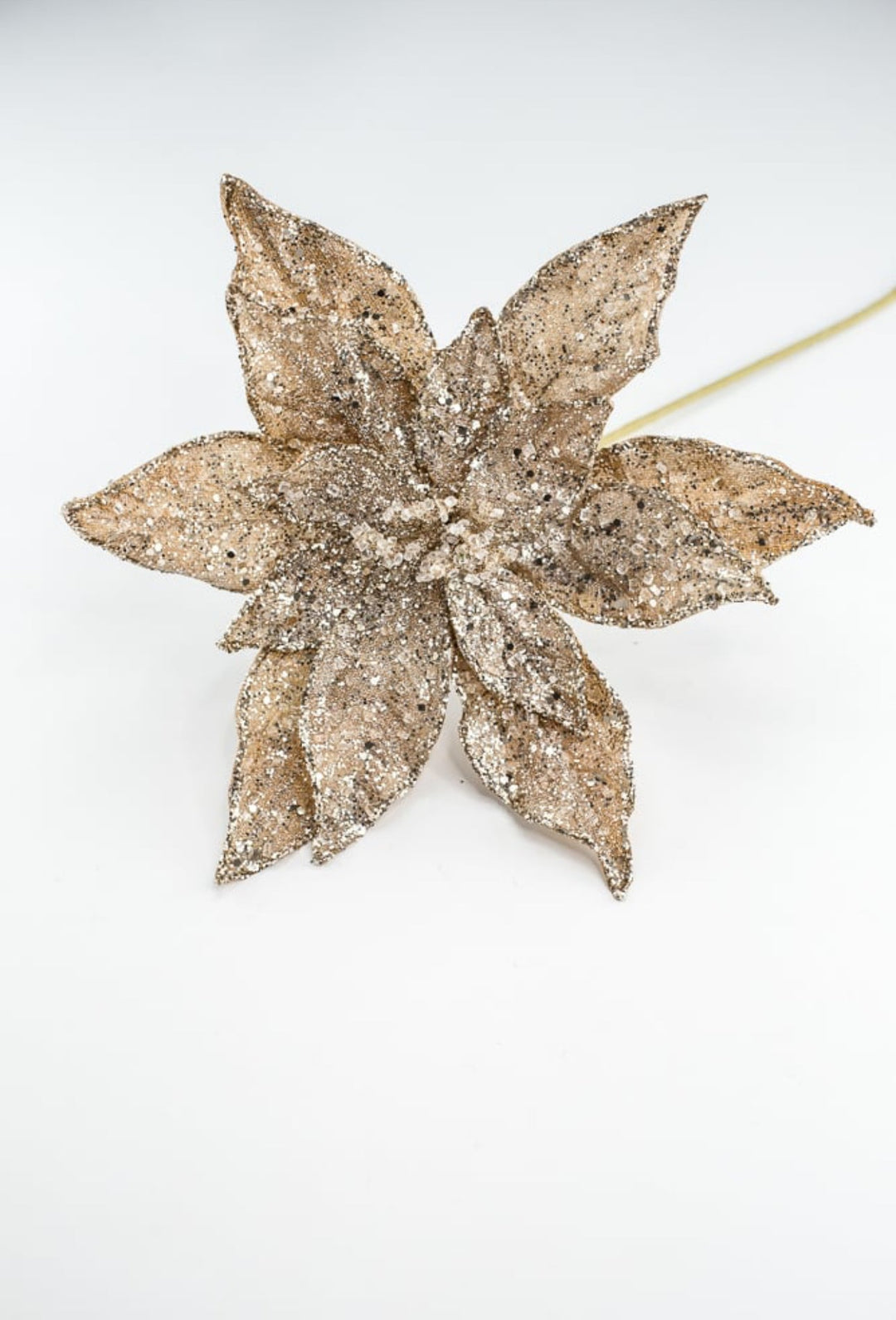 Jeweled and beaded poinsettia stem - champagne - Greenery MarketXg902 - ch