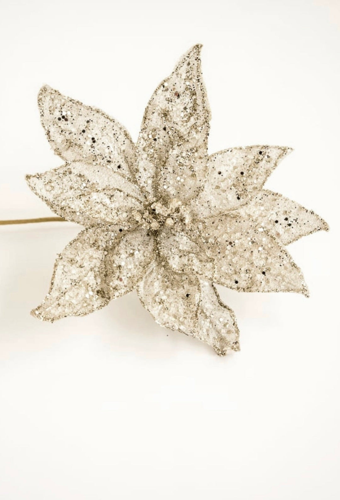 Jeweled and beaded poinsettia stem - platinum - Greenery MarketXg902 - PT