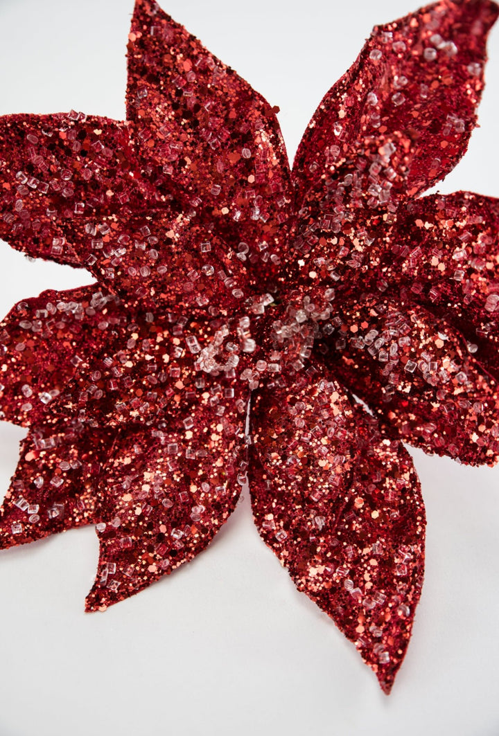 Jeweled and beaded poinsettia stem - red - Greenery MarketXg902 - R