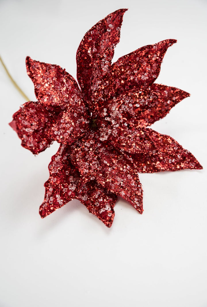 Jeweled and beaded poinsettia stem - red - Greenery MarketXg902 - R