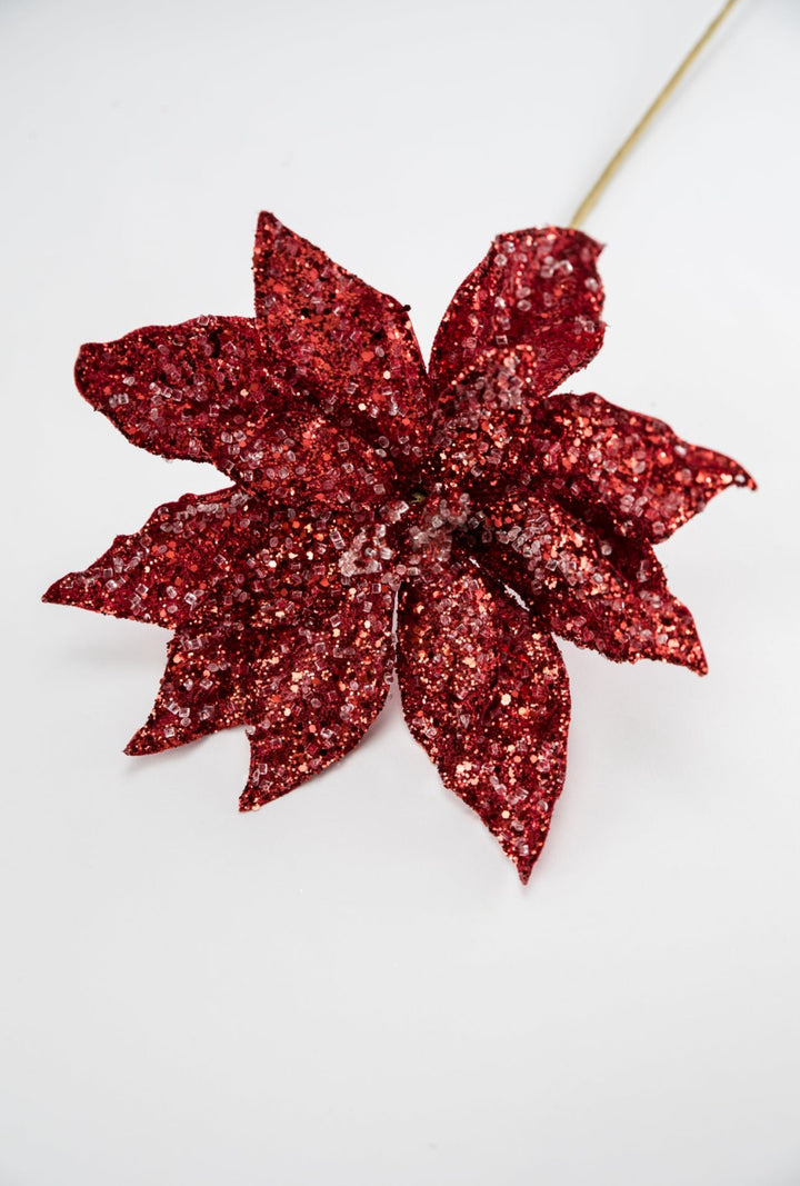 Jeweled and beaded poinsettia stem - red - Greenery MarketXg902 - R