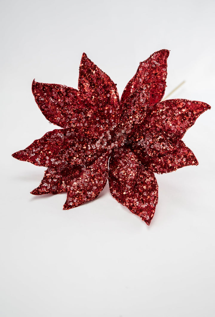 Jeweled and beaded poinsettia stem - red - Greenery MarketXg902 - R