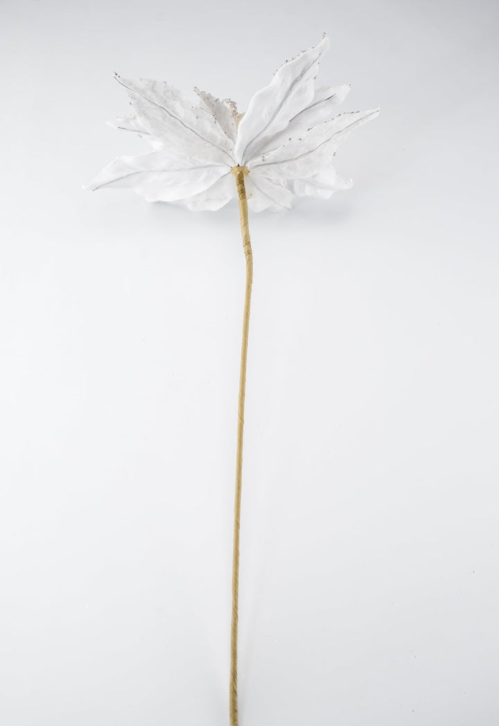 Jeweled and beaded velvet poinsettia stem - white - Greenery MarketXg982 - w