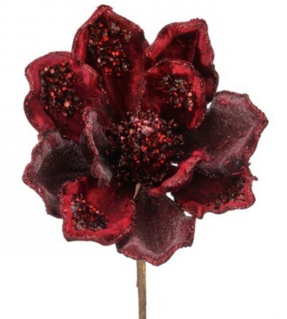 Jeweled Magnolia stem - burgundy - Greenery MarketMTX69933 BURG