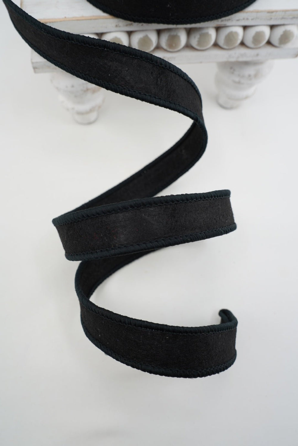 John Mark, Black, Felted Wired Ribbon - 1" - Greenery MarketWired RibbonJME-WN25-005-BLK-1