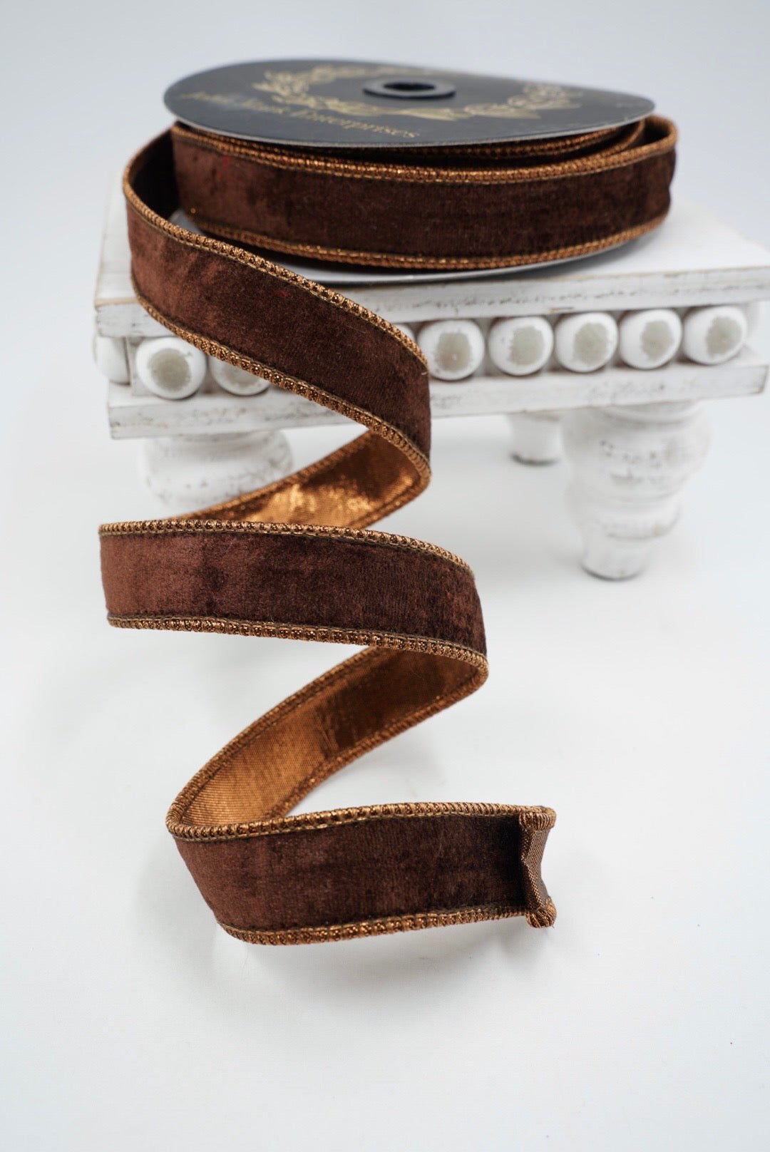 John Mark, Brown Velvet Wired Ribbon - 1" - Greenery MarketWired RibbonJME-WN25-001-DKBRN-1