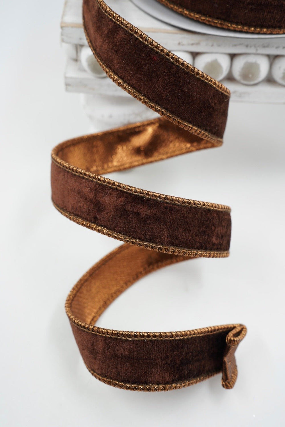 John Mark, Brown Velvet Wired Ribbon - 1" - Greenery MarketWired RibbonJME-WN25-001-DKBRN-1