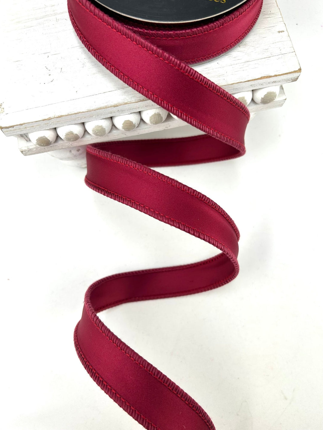 John Mark, Burgundy Satin Wired Ribbon - 1" - Greenery MarketWired RibbonJME-WN25-081-BURG-1
