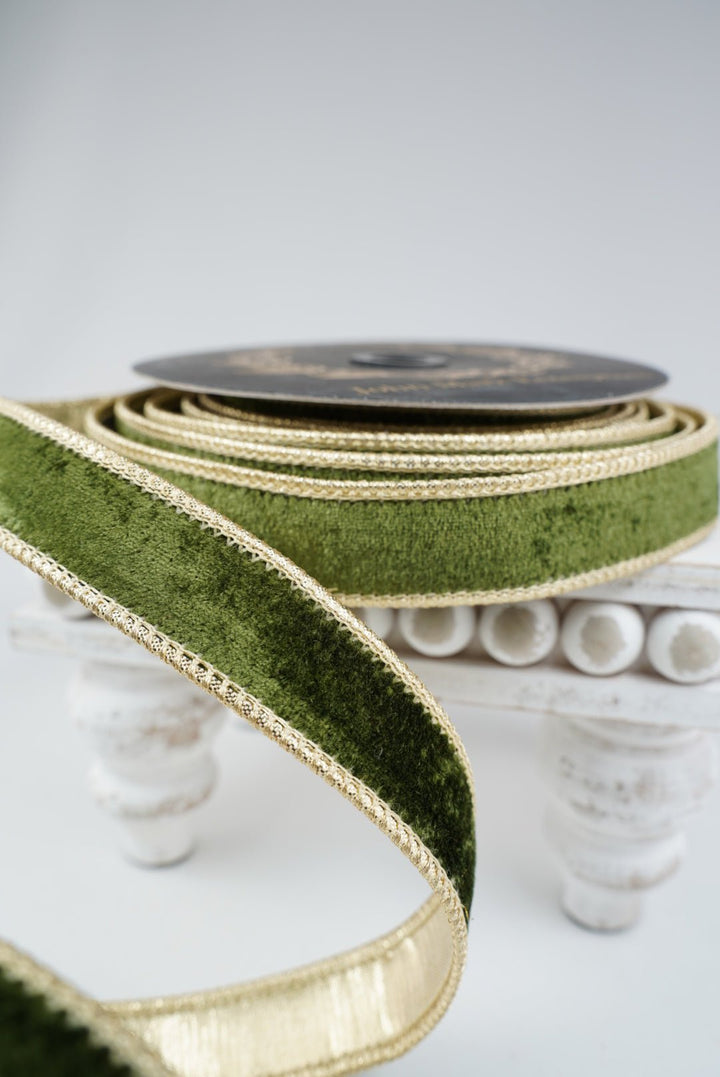 John Mark, Dark Green Velvet Wired Ribbon - 1" - Greenery MarketWired RibbonJME-WN25-021-DKGRN-1